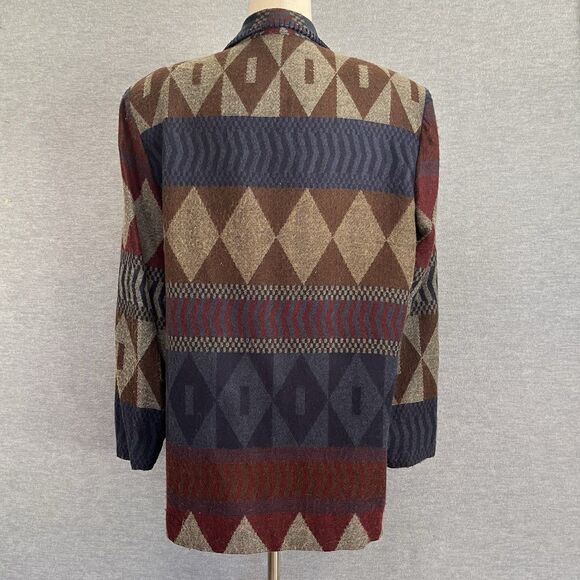 David Paul Southwestern Jacket Womens L Burgundy Aztec Tribal Country Rodeo Vtg - Picture 7 of 16